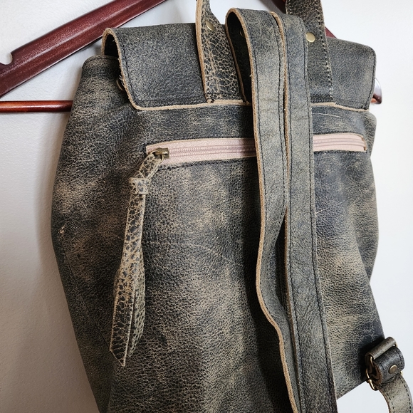 Handmade Genuine Leather Embroiderd Backpack Bag Purse - Picture 5 of 12